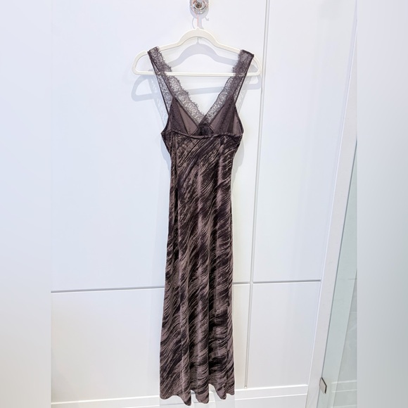 Zara Velvet Lace Trim Midi Dress Brown Slip Dress Size S 🤎 - Picture 11 of 13
